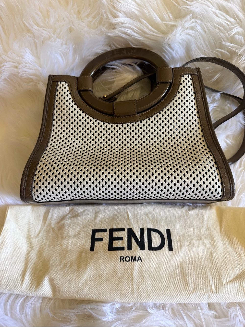 Fendi Runaway White FF PVC Calfskin Leather Shopper Tote - Picture 2 of 10